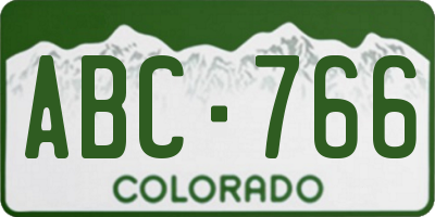 CO license plate ABC766
