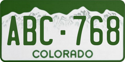 CO license plate ABC768