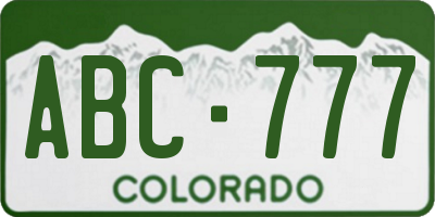 CO license plate ABC777