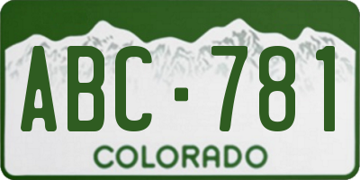 CO license plate ABC781