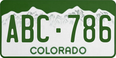 CO license plate ABC786