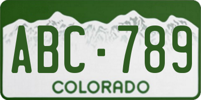 CO license plate ABC789