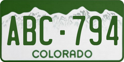 CO license plate ABC794