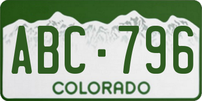 CO license plate ABC796