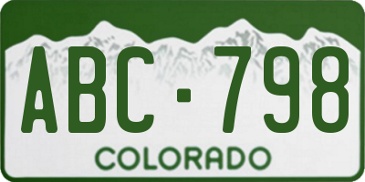 CO license plate ABC798