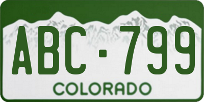 CO license plate ABC799