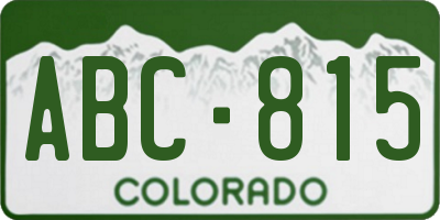 CO license plate ABC815