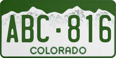 CO license plate ABC816