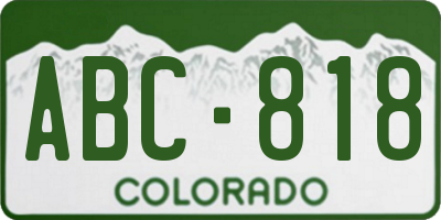 CO license plate ABC818