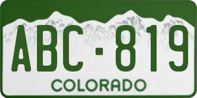 CO license plate ABC819