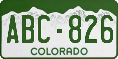 CO license plate ABC826