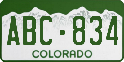 CO license plate ABC834