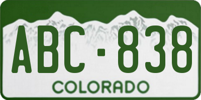 CO license plate ABC838