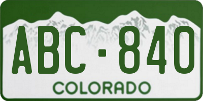 CO license plate ABC840
