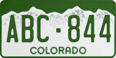 CO license plate ABC844