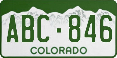 CO license plate ABC846