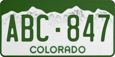 CO license plate ABC847