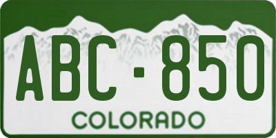 CO license plate ABC850