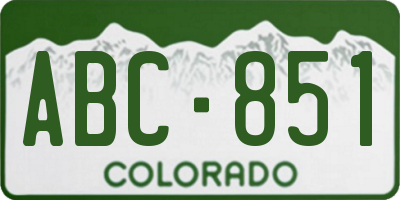 CO license plate ABC851