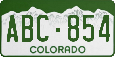 CO license plate ABC854