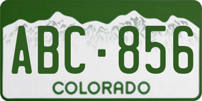 CO license plate ABC856