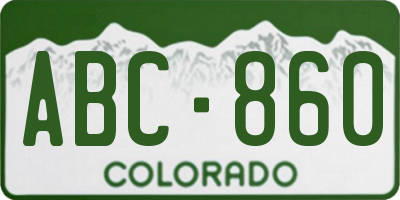 CO license plate ABC860