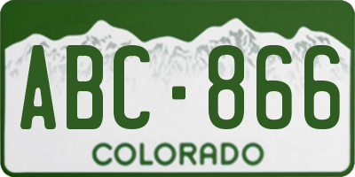 CO license plate ABC866