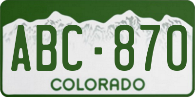 CO license plate ABC870