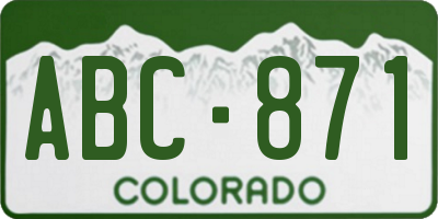 CO license plate ABC871