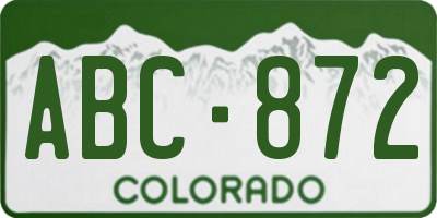 CO license plate ABC872