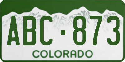 CO license plate ABC873