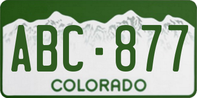 CO license plate ABC877