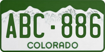 CO license plate ABC886