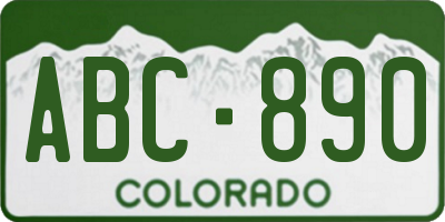 CO license plate ABC890