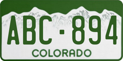 CO license plate ABC894