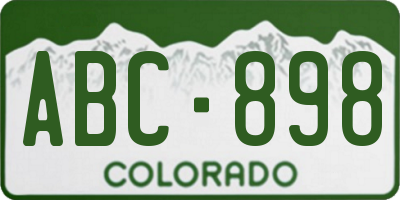 CO license plate ABC898