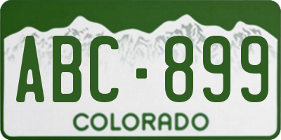 CO license plate ABC899