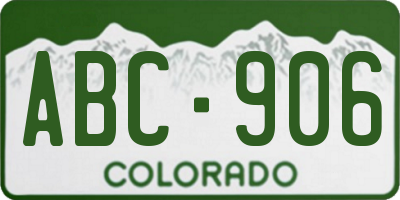 CO license plate ABC906