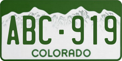 CO license plate ABC919