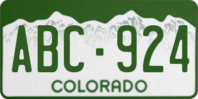 CO license plate ABC924