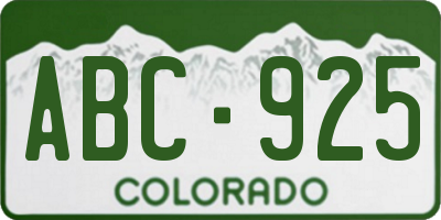 CO license plate ABC925