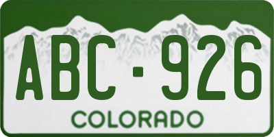 CO license plate ABC926