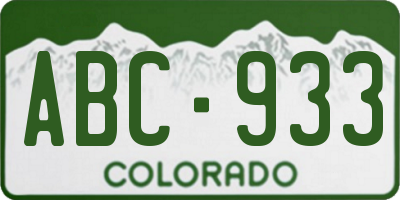 CO license plate ABC933