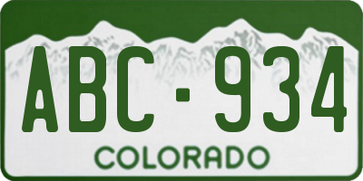 CO license plate ABC934