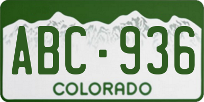 CO license plate ABC936