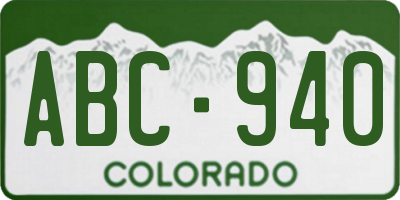CO license plate ABC940
