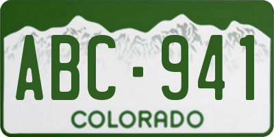 CO license plate ABC941
