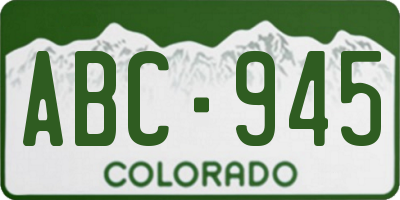 CO license plate ABC945