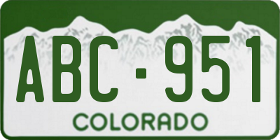 CO license plate ABC951