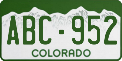 CO license plate ABC952